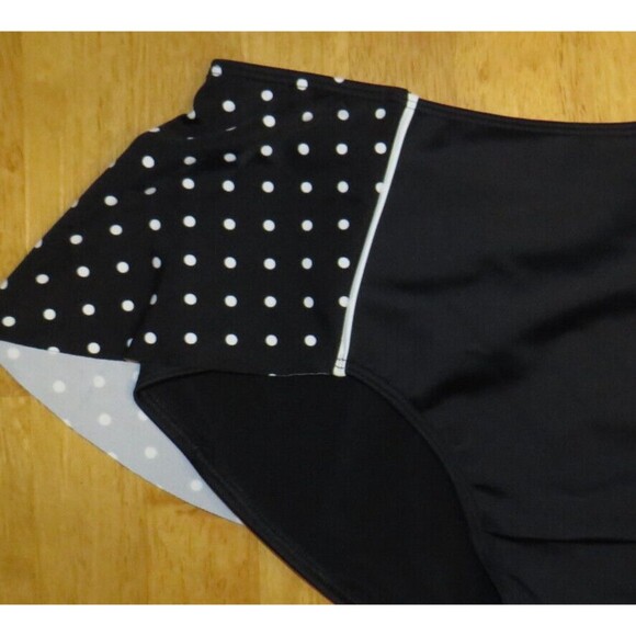 Spanx Black And White Polka Dot Flirty Skirted Shaping Swim Bottoms Size 16 - Picture 9 of 12